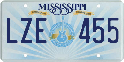 MS license plate LZE455