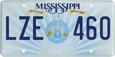 MS license plate LZE460