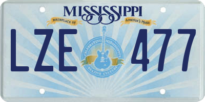MS license plate LZE477