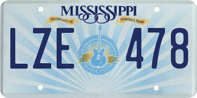 MS license plate LZE478