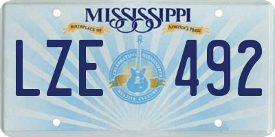 MS license plate LZE492
