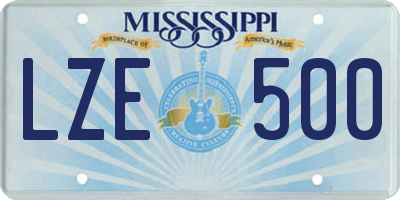 MS license plate LZE500