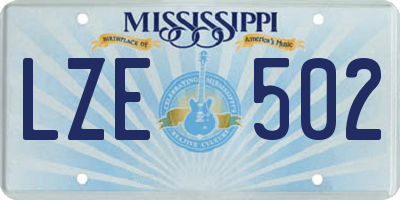 MS license plate LZE502