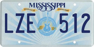 MS license plate LZE512