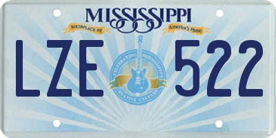 MS license plate LZE522