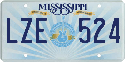 MS license plate LZE524