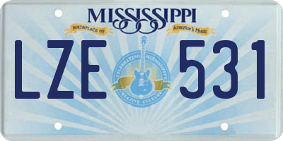 MS license plate LZE531
