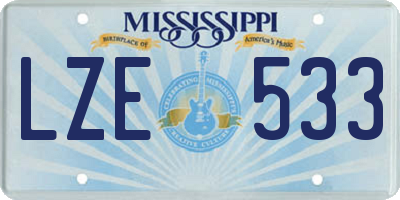 MS license plate LZE533