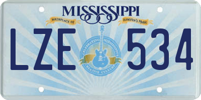 MS license plate LZE534