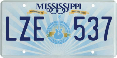 MS license plate LZE537