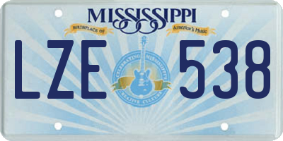 MS license plate LZE538