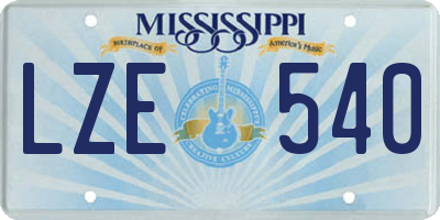 MS license plate LZE540