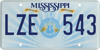 MS license plate LZE543