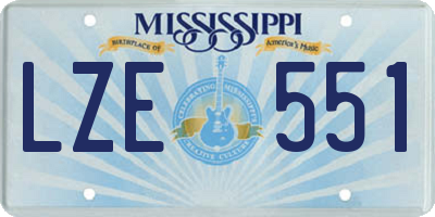MS license plate LZE551