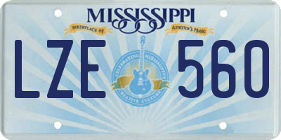 MS license plate LZE560