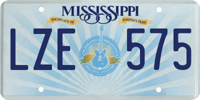 MS license plate LZE575
