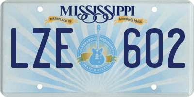 MS license plate LZE602