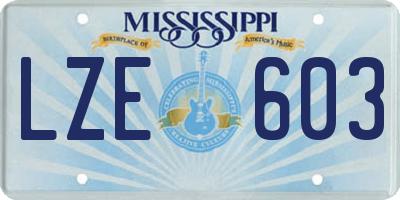 MS license plate LZE603