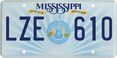 MS license plate LZE610