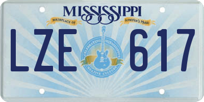 MS license plate LZE617