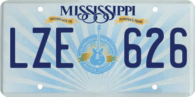 MS license plate LZE626