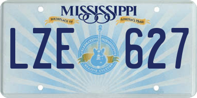 MS license plate LZE627