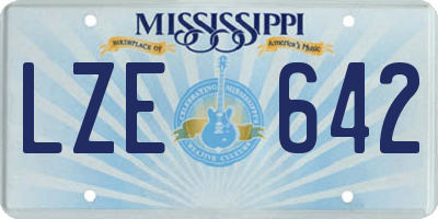 MS license plate LZE642