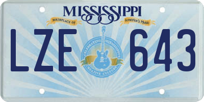 MS license plate LZE643