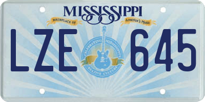 MS license plate LZE645
