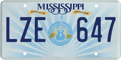 MS license plate LZE647