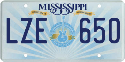 MS license plate LZE650