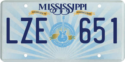 MS license plate LZE651