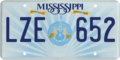 MS license plate LZE652