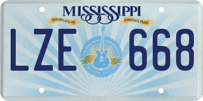 MS license plate LZE668