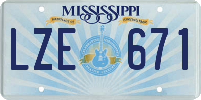 MS license plate LZE671