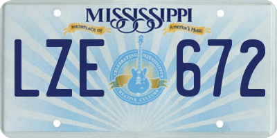 MS license plate LZE672