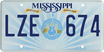 MS license plate LZE674