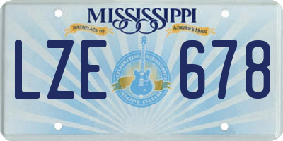 MS license plate LZE678
