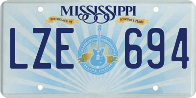 MS license plate LZE694