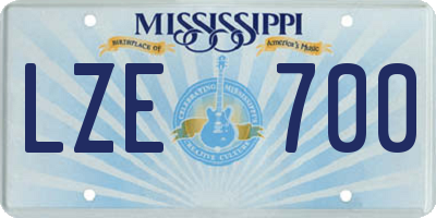 MS license plate LZE700