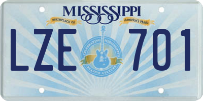 MS license plate LZE701