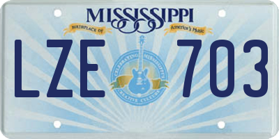 MS license plate LZE703