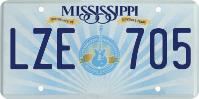 MS license plate LZE705