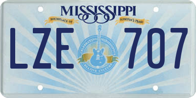 MS license plate LZE707