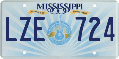 MS license plate LZE724