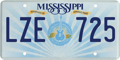 MS license plate LZE725