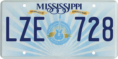 MS license plate LZE728