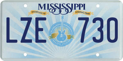 MS license plate LZE730