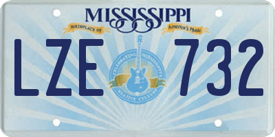 MS license plate LZE732