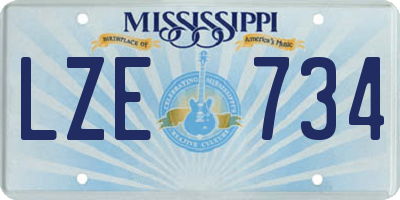 MS license plate LZE734